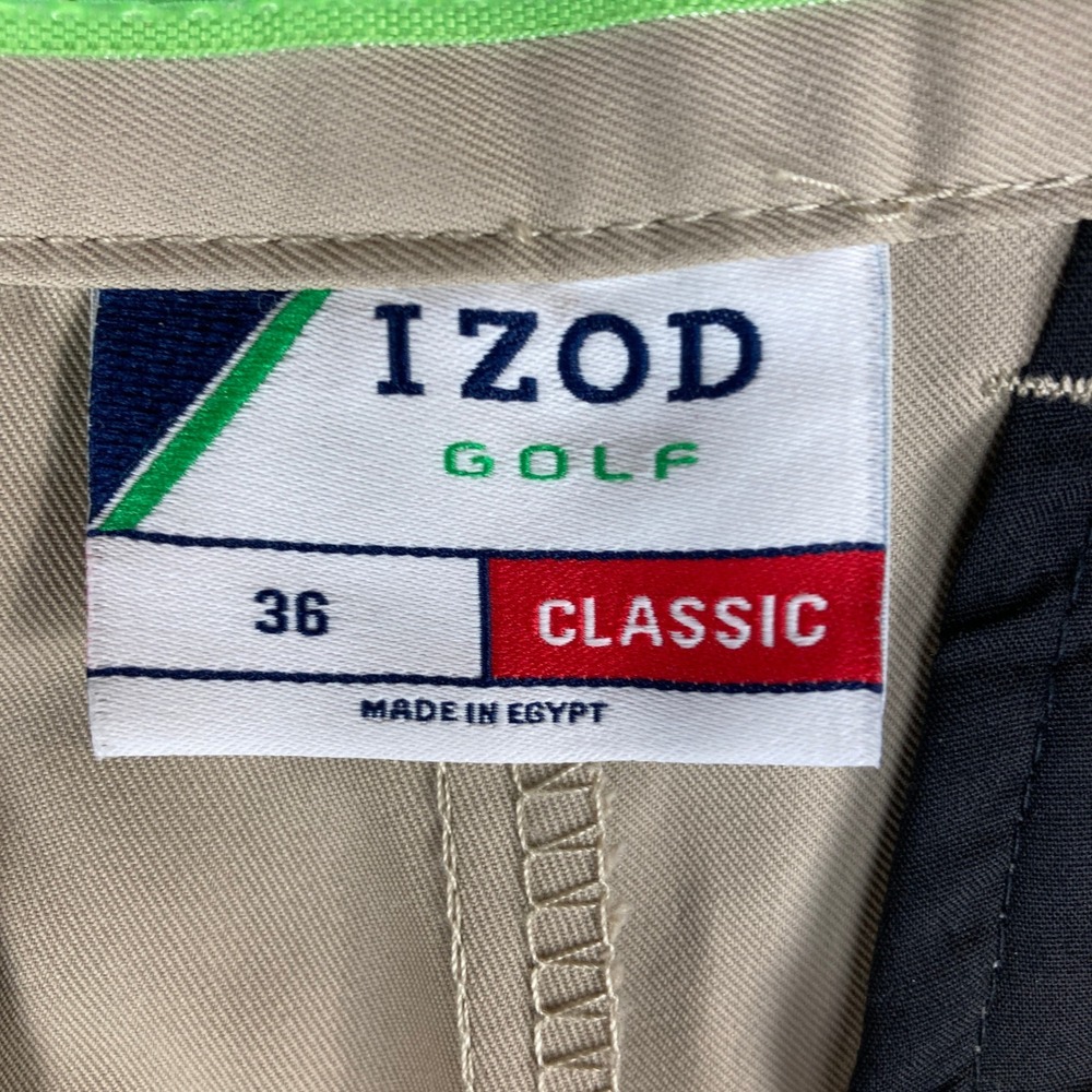 IZOD Golf Classic Mens 36 Beige Shorts Flat Front Casual Active - Picture 12 of 14